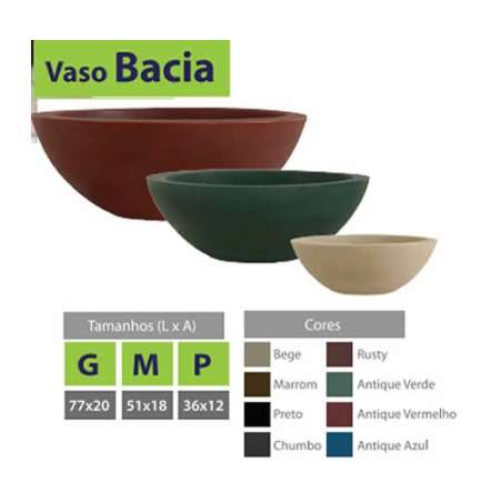 vaso bacia modelos e cores diversas
