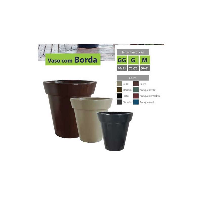 vaso cone com bordas